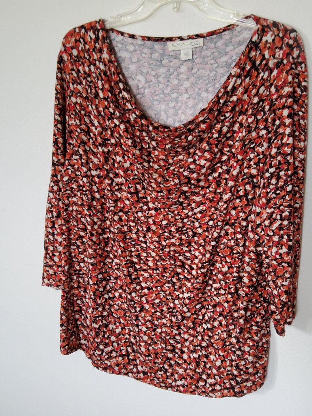 Emaline Cowl Neck 3/4 length sleeve blouse plus size 1X
